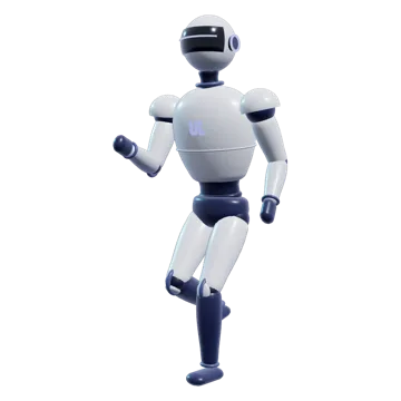 Unit 07, a white humanoid robot, running